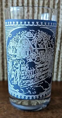 Currier & Ives Mill Scene Juice Glass Blue And White Print 4.75  Tall 8 Ounce • $9.99