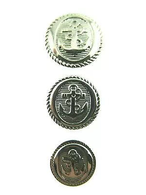 Anchor Military Blazer Buttons - Silver - Plastic - Sew On Shank 15mm 18mm 21mm • £52.49