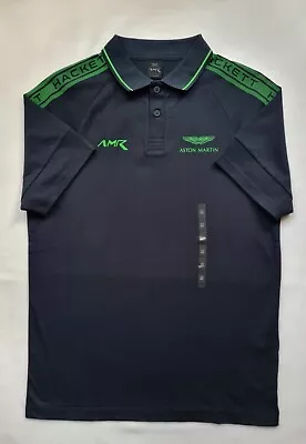 Hackett Aston Martin Racing Tape Design Cotton Polo Shirt • $56