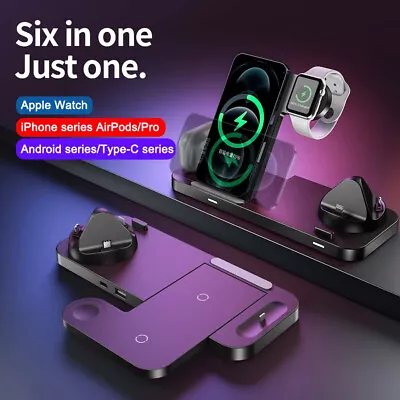 £12.99 • Buy Wireless Charger Dock Charging Station 6 In 1 For Apple Watch IPhone 13 12 11 XS