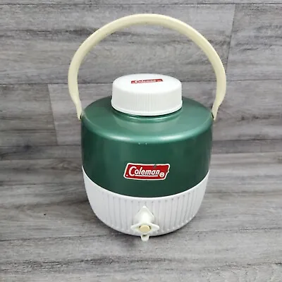 $16.97 • Buy Vintage Coleman Green & White 1 Gallon Water Cooler Jug With Cup 1974