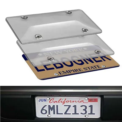 $10.11 • Buy Clear Smoked Flat License Plate Cover Shield Tinted Plastic Tag Protector Truck