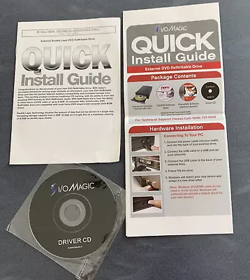 ReWritable Drive I/O Magic IDVD16DLSE Quick Install Guide Driver CD For USB DVD • $9.42