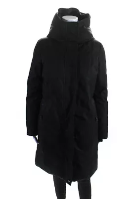Mackage Womens Leather Trim Down Insulated Hooded Zip Up Parka Coat Black Size M • $104.99
