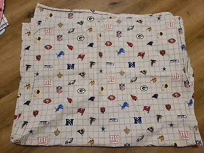 Pottery Barn Kids  NFL - Football Logos Lt. Gray Grid   Twin Flat Sheet • $16.99