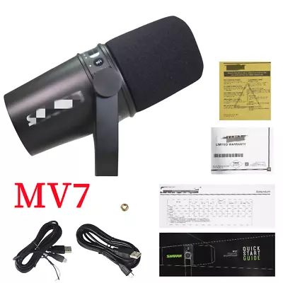 MV7 Cardioid Dynamic Vocal / Broadcast Microphone USB & XLR Outputs Black New • $143
