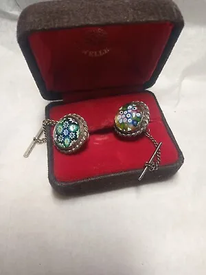 Paul Ysart Millefiori Men's Sterling Silver Caithness Glass  Cufflinks Myref4 • £45