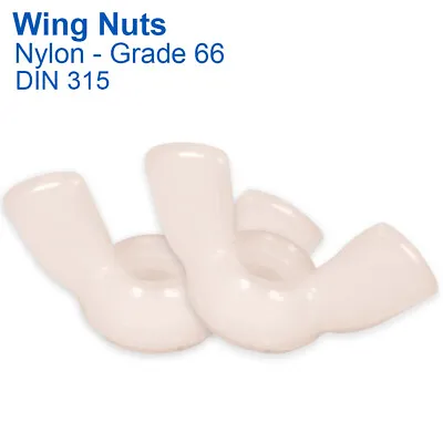 M4 M5 M6 M8 M10 Nylon Butterfly Wing Nuts White Plastic Wing Nuts Din 315 • £91.39