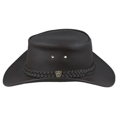 Men's Australian Style Buffalo Cowboy Hat Vintage Real Leather Western UPF 40+ H • £44.99