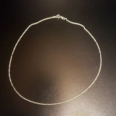 Sterling Silver Necklace - Thin Cuban Link Chain Design - 16 Inches - .925 • $15