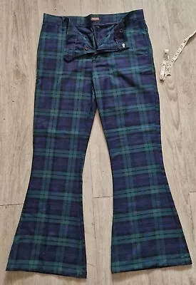 Men's Run & Fly 60's 70's Retro Tartan Plaid Bell Bottom Flares MOD/Harry Styles • £4.20