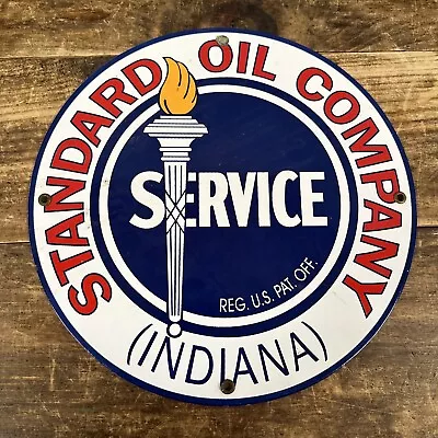 Vintage Standard Service Indiana Gasoline Motor Oil Porcelain Gas Sign 11.75” • $29.88