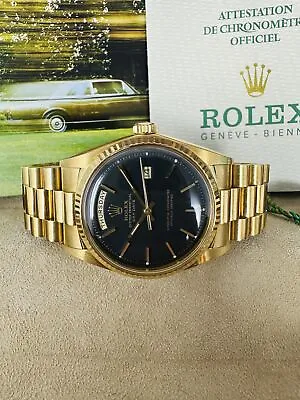 Rolex President Day-Date Yellow Gold 1803 Matte Dial Unpolished 1969 Full Set  • $24888