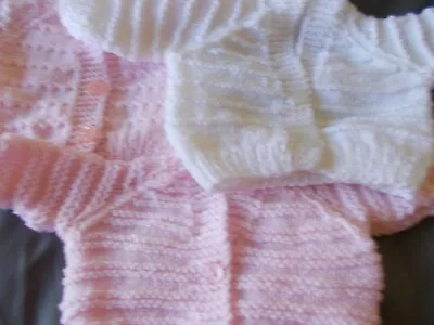 Three Brand New Baby Cardigans 0/3 Months 2 Pink  I White • £3.50