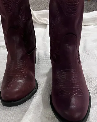 Matisse Remi Women's Spade Burgundy Leather Cowboy Mid Calf Zip Boots Size 10 • $35