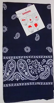 NWT Bandana  Western Paisley Black/Navy 100% Cotton RN#13962  21  X 22  • $14.95