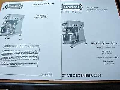 Berkel Model FMS20 Mixer Service Manual & Catalog Of Replacement Parts • $19.99