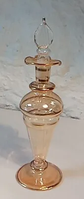 Small Peach Coloured Glass Perfume Bottle • £16