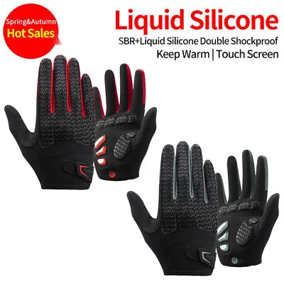 ROCKBROS Bike Thermal Shcokproof Gloves MTB Touch Screen Gloves Full Finger • $27.88