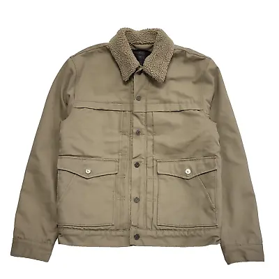 Levi's Beige Snap Fasten Sherpa Jacket UK Men's Medium K370 • £49.99