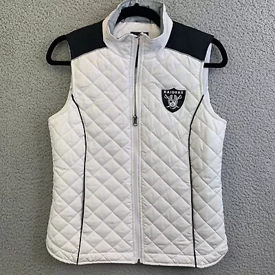 Raiders NFL Women's G-II Front Zipper Vest White Black Trim Sz Small NEW • $26.99