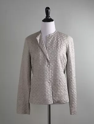 EILEEN FISHER NWT $248 Quilted Diamond Tussah Silk Mini Jacket Top Size XS • $79.99
