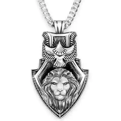 Vintage Geometric Triangle Lion Pendant Necklace Punk Hip Hop Silver Color Men • $9.98