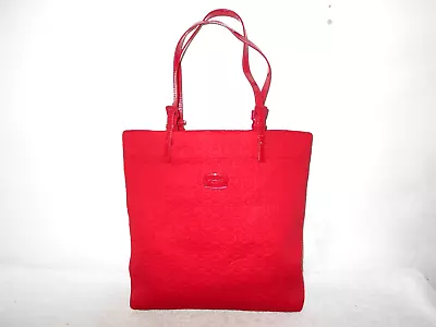 Michael Kors Padded Shell Monogramed 16x15 Leather Trim Red Tote Bag          Z8 • $14.99