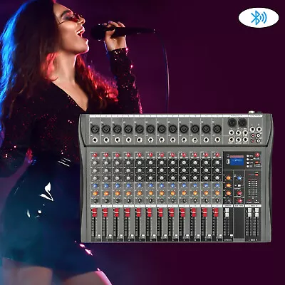 12 Channel Sound Audio Mixer Bluetooth USB DJ Live Studio Mixing Console Amplifi • £135.85