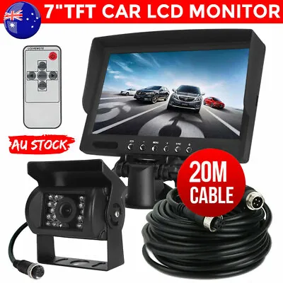 20m 4Pin 7  Monitor Heavy Duty Truck Reversing Kit+IR CCD Reverse Camera 12-24v • $67.99