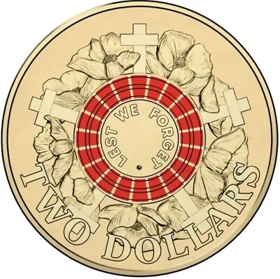 2015 Lest We Forget War Graves Red ANZAC Cove $2 Two Dollar Coin Australia CIRC • $23.99