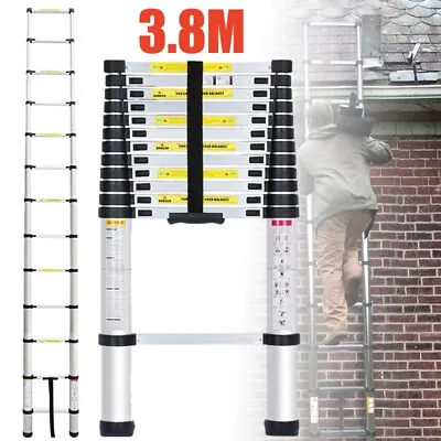 £69.97 • Buy 3.8M Telescopic Ladder Loft Extendable 13 Steps Aluminum Multi Purpose Ladder