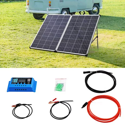 Powerful 80W 100W 160W 200W Folding Solar Panel Kits Home RV Camper Caravan Van • £99.95