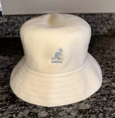 KANGOL BLUE Wool Laninch White Bucket Hat Size X-Large 6263BCHW • $29.87