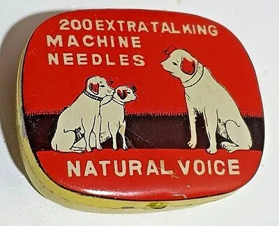 HMV Gramophone Needle TIN LITTLE NIPPER AND TWO PUPPIES ANTIQUE TINS RED RARE • $29.10