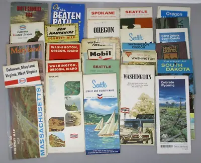 Vintage Map Lot Road Driving Eastern Western USA 1950s 60s 70s • $23.99