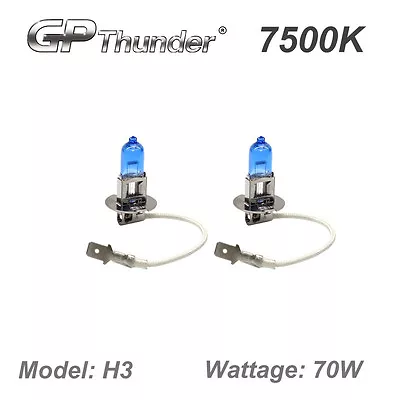 GP Thunder II 7500K H3 Xenon Halogen Light Bulbs 70W Pair Super White • $9.74