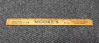 Vintage Moore's Office Supplies Topeka KS Advertising Wood Ruler Library Pens • $12.99