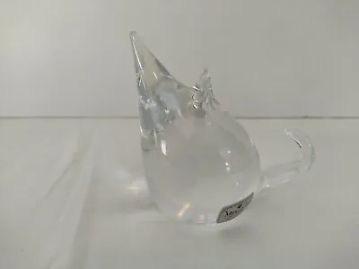  MARCOLIN CRYSTAL MOUSE *SWEDISH* SIGNED + ORIGINAL LABEL C.1960'S 3.5  Tall • $64.95