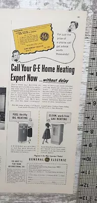 1954 General Electric Vintage Print Ad Heating Oil Boiler Gas Furnace Expert • $5.64