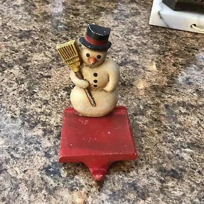 Vintage Midwest Of Cannon Falls Cast Iron Snowman Stocking  Holder • $32