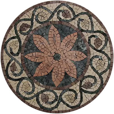 Round Flower Art Decor Mosaic 16'' Marble Mosaic • $105