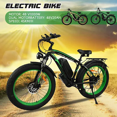 2000W Fat Tire Electric Bicycles Ebikes For Adult 26in 48V 20AH 45KMH Dual MotFJ • $1329.99