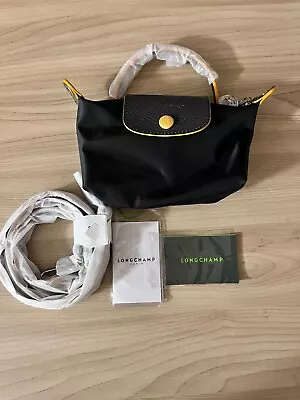 Longchamp Pliage XS Tote Bag Shoulder Bag XS Mini  Outlet  Black Yellow • $99