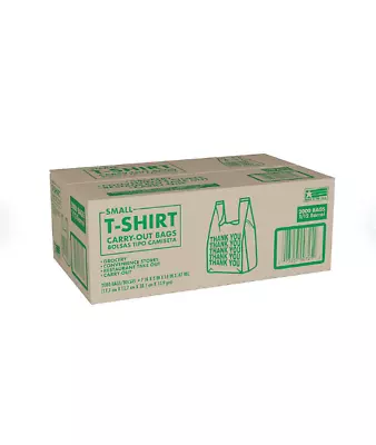 Small T-Shirt Carry-Out Bags 7  X 5  X 15  (2000 Ct.) • $29.49