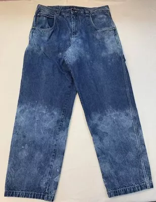 Vintage FUBU  Jeans Men 38X34 Denim Baggy Cargo Carpenter Bleached Distress • $38.98