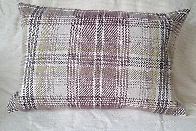 Next Nevis Check Bolster Cushion Cover Handmade Mauve Neutrals 20  X 14  • £7.99