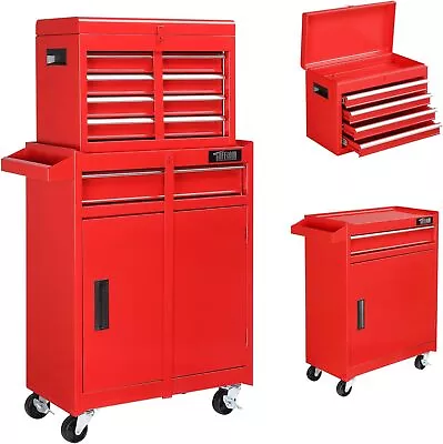 5-Drawer Rolling Tool Chest Storage Cabinet With Detachable Top And Wheels Red • $114.99