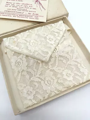 Your Bosom Friend Bra Purse Cache It Nylon Lace Ivory Original Box • $34.24