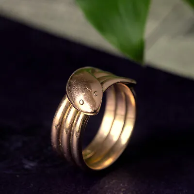TOP QUALITY 10g HEAVY ANTIQUE ENGLISH 9K ROSE GOLD COILED SNAKE RING 1912 • $1200